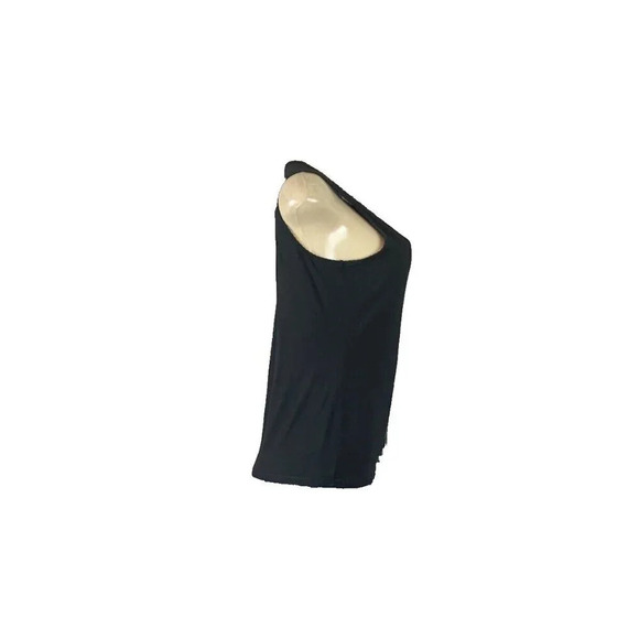 Talbots Petite S Black Scoop Neck Scalloped Trim Cotton Blend Tank Top - Picture 3 of 6